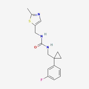 molecular formula C16H18FN3OS B7593568 1-[[1-(3-Fluorophenyl)cyclopropyl]methyl]-3-[(2-methyl-1,3-thiazol-5-yl)methyl]urea 