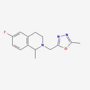 molecular formula C14H16FN3O B7593591 2-[(6-fluoro-1-methyl-3,4-dihydro-1H-isoquinolin-2-yl)methyl]-5-methyl-1,3,4-oxadiazole 