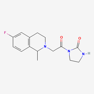 molecular formula C15H18FN3O2 B7593597 1-[2-(6-fluoro-1-methyl-3,4-dihydro-1H-isoquinolin-2-yl)acetyl]imidazolidin-2-one 