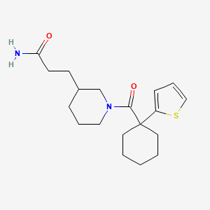 molecular formula C19H28N2O2S B7593605 3-[1-(1-Thiophen-2-ylcyclohexanecarbonyl)piperidin-3-yl]propanamide 