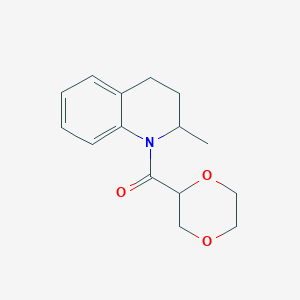 molecular formula C15H19NO3 B7593633 1,4-dioxan-2-yl-(2-methyl-3,4-dihydro-2H-quinolin-1-yl)methanone 