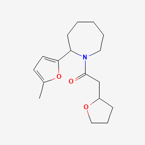 molecular formula C17H25NO3 B7593647 1-[2-(5-Methylfuran-2-yl)azepan-1-yl]-2-(oxolan-2-yl)ethanone 