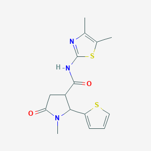 molecular formula C15H17N3O2S2 B7593648 N-(4,5-dimethyl-1,3-thiazol-2-yl)-1-methyl-5-oxo-2-thiophen-2-ylpyrrolidine-3-carboxamide 