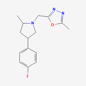 molecular formula C15H18FN3O B7593720 2-[[4-(4-Fluorophenyl)-2-methylpyrrolidin-1-yl]methyl]-5-methyl-1,3,4-oxadiazole 