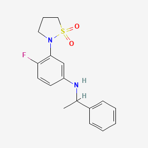 molecular formula C17H19FN2O2S B7593809 3-(1,1-dioxo-1,2-thiazolidin-2-yl)-4-fluoro-N-(1-phenylethyl)aniline 