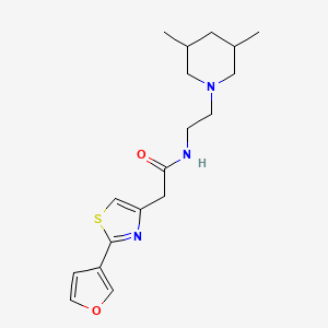 molecular formula C18H25N3O2S B7593827 N-[2-(3,5-dimethylpiperidin-1-yl)ethyl]-2-[2-(furan-3-yl)-1,3-thiazol-4-yl]acetamide 