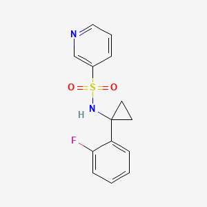 molecular formula C14H13FN2O2S B7593842 N-[1-(2-fluorophenyl)cyclopropyl]pyridine-3-sulfonamide 