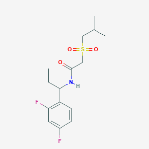 molecular formula C15H21F2NO3S B7593853 N-[1-(2,4-difluorophenyl)propyl]-2-(2-methylpropylsulfonyl)acetamide 