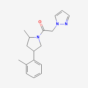 molecular formula C17H21N3O B7593861 1-[2-Methyl-4-(2-methylphenyl)pyrrolidin-1-yl]-2-pyrazol-1-ylethanone 