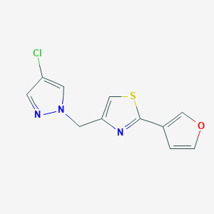 molecular formula C11H8ClN3OS B7593893 4-[(4-Chloropyrazol-1-yl)methyl]-2-(furan-3-yl)-1,3-thiazole 