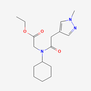 molecular formula C16H25N3O3 B7593926 Ethyl 2-[cyclohexyl-[2-(1-methylpyrazol-4-yl)acetyl]amino]acetate 