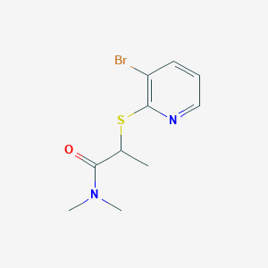molecular formula C10H13BrN2OS B7593957 2-(3-bromopyridin-2-yl)sulfanyl-N,N-dimethylpropanamide 