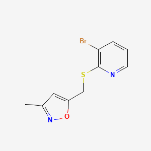 molecular formula C10H9BrN2OS B7593967 5-[(3-Bromopyridin-2-yl)sulfanylmethyl]-3-methyl-1,2-oxazole 