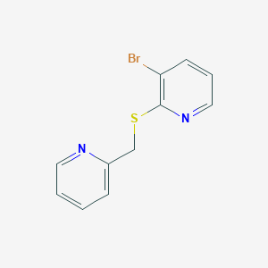 molecular formula C11H9BrN2S B7593969 3-Bromo-2-(pyridin-2-ylmethylsulfanyl)pyridine 