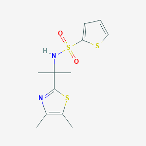 molecular formula C12H16N2O2S3 B7594025 N-[2-(4,5-dimethyl-1,3-thiazol-2-yl)propan-2-yl]thiophene-2-sulfonamide 