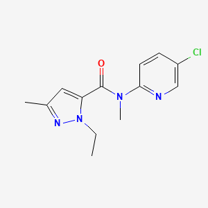 molecular formula C13H15ClN4O B7594074 N-(5-chloropyridin-2-yl)-2-ethyl-N,5-dimethylpyrazole-3-carboxamide 