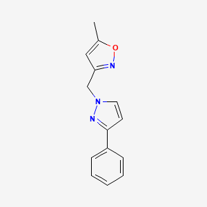 molecular formula C14H13N3O B7594105 5-Methyl-3-[(3-phenylpyrazol-1-yl)methyl]-1,2-oxazole 