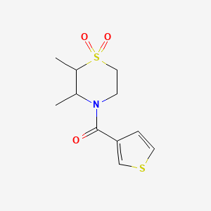molecular formula C11H15NO3S2 B7594127 (2,3-Dimethyl-1,1-dioxo-1,4-thiazinan-4-yl)-thiophen-3-ylmethanone 