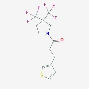 molecular formula C13H13F6NOS B7594139 1-[3,3-Bis(trifluoromethyl)pyrrolidin-1-yl]-3-thiophen-3-ylpropan-1-one 