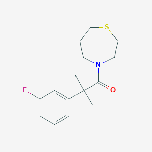 molecular formula C15H20FNOS B7594161 2-(3-Fluorophenyl)-2-methyl-1-(1,4-thiazepan-4-yl)propan-1-one 