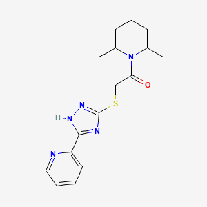 molecular formula C16H21N5OS B7594200 1-(2,6-dimethylpiperidin-1-yl)-2-[(5-pyridin-2-yl-1H-1,2,4-triazol-3-yl)sulfanyl]ethanone 