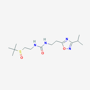 molecular formula C14H26N4O3S B7594206 1-(2-Tert-butylsulfinylethyl)-3-[2-(3-propan-2-yl-1,2,4-oxadiazol-5-yl)ethyl]urea 