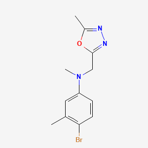 molecular formula C12H14BrN3O B7594226 4-bromo-N,3-dimethyl-N-[(5-methyl-1,3,4-oxadiazol-2-yl)methyl]aniline 