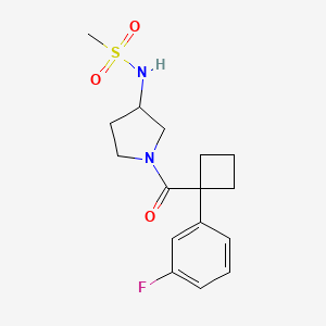molecular formula C16H21FN2O3S B7594254 N-[1-[1-(3-fluorophenyl)cyclobutanecarbonyl]pyrrolidin-3-yl]methanesulfonamide 
