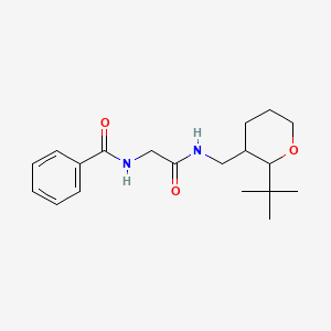 molecular formula C19H28N2O3 B7594259 N-[2-[(2-tert-butyloxan-3-yl)methylamino]-2-oxoethyl]benzamide 