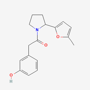 molecular formula C17H19NO3 B7594277 2-(3-Hydroxyphenyl)-1-[2-(5-methylfuran-2-yl)pyrrolidin-1-yl]ethanone 