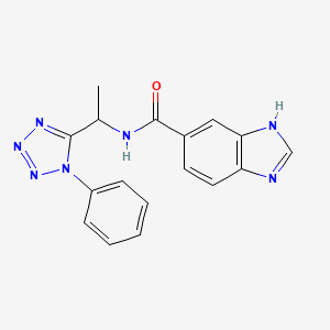 molecular formula C17H15N7O B7594313 N-[1-(1-phenyltetrazol-5-yl)ethyl]-3H-benzimidazole-5-carboxamide 
