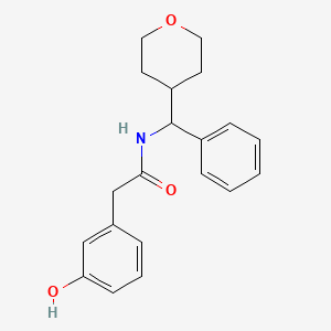 molecular formula C20H23NO3 B7594316 2-(3-hydroxyphenyl)-N-[oxan-4-yl(phenyl)methyl]acetamide 
