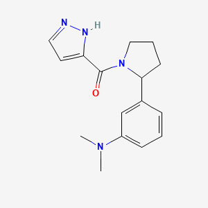 molecular formula C16H20N4O B7594321 [2-[3-(dimethylamino)phenyl]pyrrolidin-1-yl]-(1H-pyrazol-5-yl)methanone 