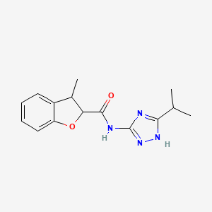 molecular formula C15H18N4O2 B7594335 3-methyl-N-(5-propan-2-yl-1H-1,2,4-triazol-3-yl)-2,3-dihydro-1-benzofuran-2-carboxamide 