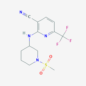 molecular formula C13H15F3N4O2S B7594389 2-[(1-Methylsulfonylpiperidin-3-yl)amino]-6-(trifluoromethyl)pyridine-3-carbonitrile 