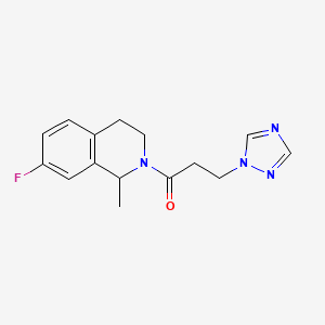molecular formula C15H17FN4O B7594403 1-(7-fluoro-1-methyl-3,4-dihydro-1H-isoquinolin-2-yl)-3-(1,2,4-triazol-1-yl)propan-1-one 