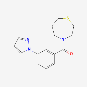 molecular formula C15H17N3OS B7594417 (3-Pyrazol-1-ylphenyl)-(1,4-thiazepan-4-yl)methanone 