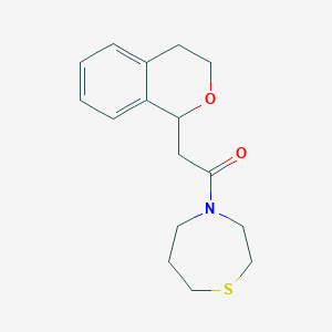 molecular formula C16H21NO2S B7594447 2-(3,4-dihydro-1H-isochromen-1-yl)-1-(1,4-thiazepan-4-yl)ethanone 