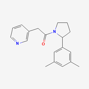 molecular formula C19H22N2O B7594481 1-[2-(3,5-Dimethylphenyl)pyrrolidin-1-yl]-2-pyridin-3-ylethanone 