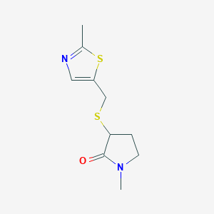 molecular formula C10H14N2OS2 B7594493 1-Methyl-3-[(2-methyl-1,3-thiazol-5-yl)methylsulfanyl]pyrrolidin-2-one 