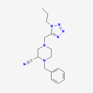 molecular formula C17H23N7 B7594526 1-Benzyl-4-[(1-propyltetrazol-5-yl)methyl]piperazine-2-carbonitrile 