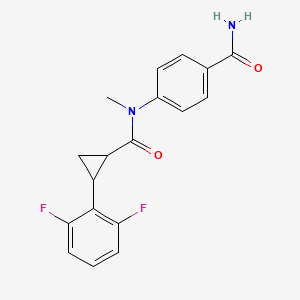 molecular formula C18H16F2N2O2 B7594538 4-[[2-(2,6-Difluorophenyl)cyclopropanecarbonyl]-methylamino]benzamide 