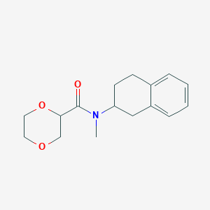 molecular formula C16H21NO3 B7594556 N-methyl-N-(1,2,3,4-tetrahydronaphthalen-2-yl)-1,4-dioxane-2-carboxamide 