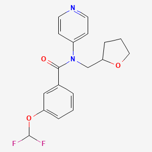 molecular formula C18H18F2N2O3 B7594607 3-(difluoromethoxy)-N-(oxolan-2-ylmethyl)-N-pyridin-4-ylbenzamide 