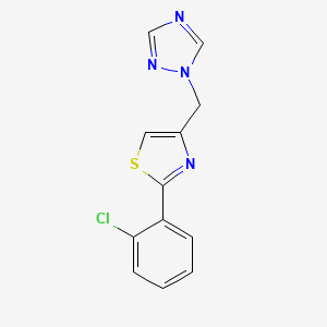 molecular formula C12H9ClN4S B7594615 2-(2-Chlorophenyl)-4-(1,2,4-triazol-1-ylmethyl)-1,3-thiazole 