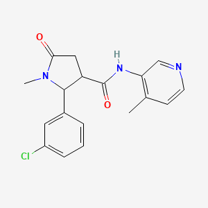 molecular formula C18H18ClN3O2 B7594625 2-(3-chlorophenyl)-1-methyl-N-(4-methylpyridin-3-yl)-5-oxopyrrolidine-3-carboxamide 