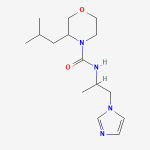 molecular formula C15H26N4O2 B7594654 N-(1-imidazol-1-ylpropan-2-yl)-3-(2-methylpropyl)morpholine-4-carboxamide 