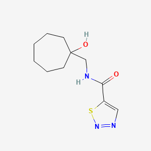 molecular formula C11H17N3O2S B7594757 N-[(1-hydroxycycloheptyl)methyl]thiadiazole-5-carboxamide 