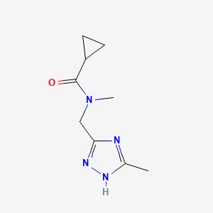 molecular formula C9H14N4O B7594842 N-methyl-N-[(5-methyl-1H-1,2,4-triazol-3-yl)methyl]cyclopropanecarboxamide 