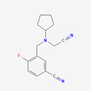 molecular formula C15H16FN3 B7594882 3-[[Cyanomethyl(cyclopentyl)amino]methyl]-4-fluorobenzonitrile 
